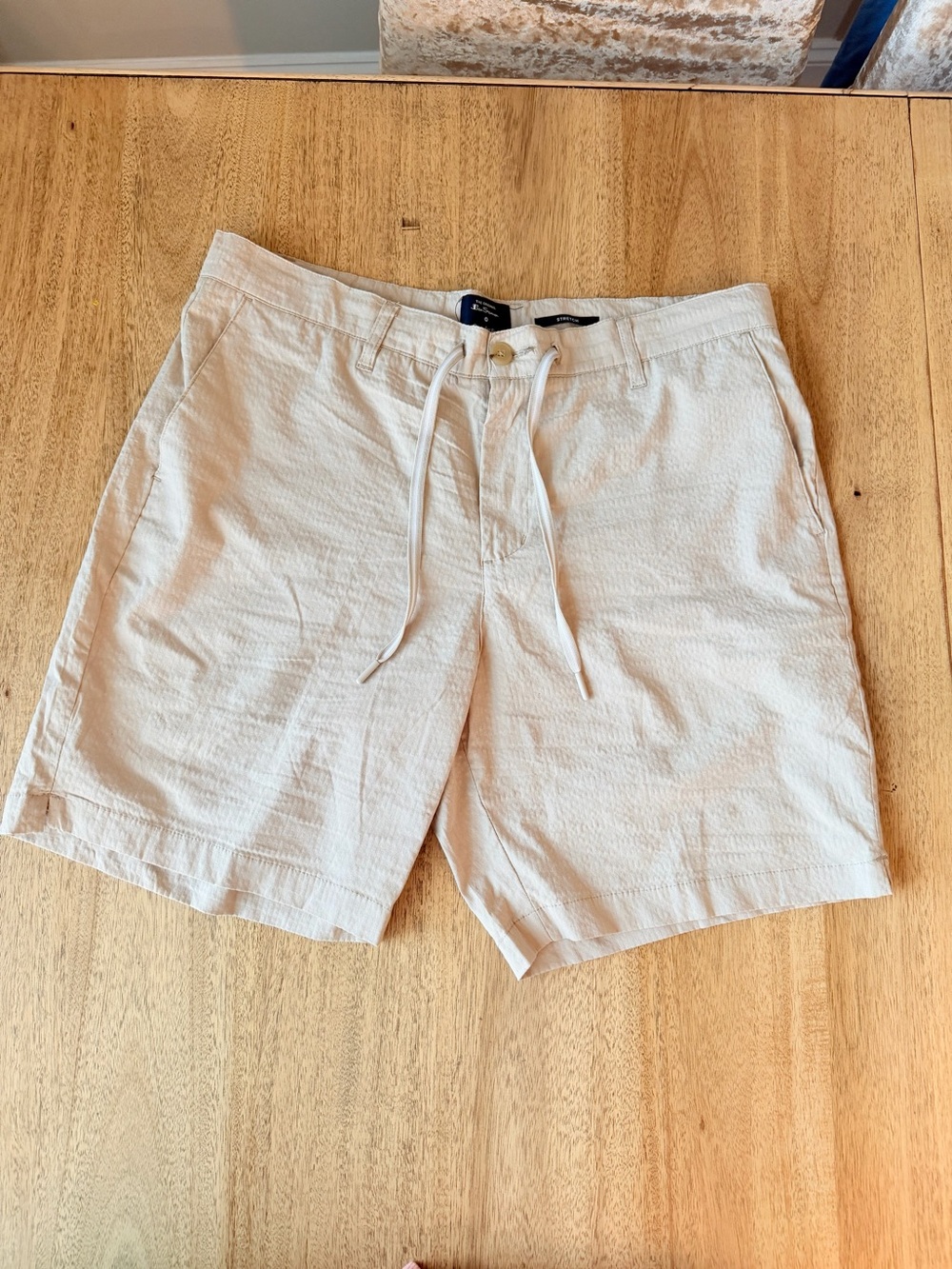 Ben Sherman Drawstring Cream khaki Men’s Shorts Stretch 34
